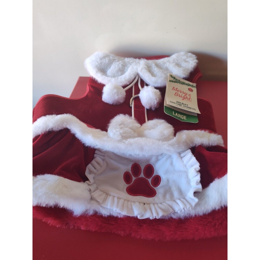 Merry & Bright Deluxe Mrs Clause Dog Harness Sz L Christmas Holiday Costume New